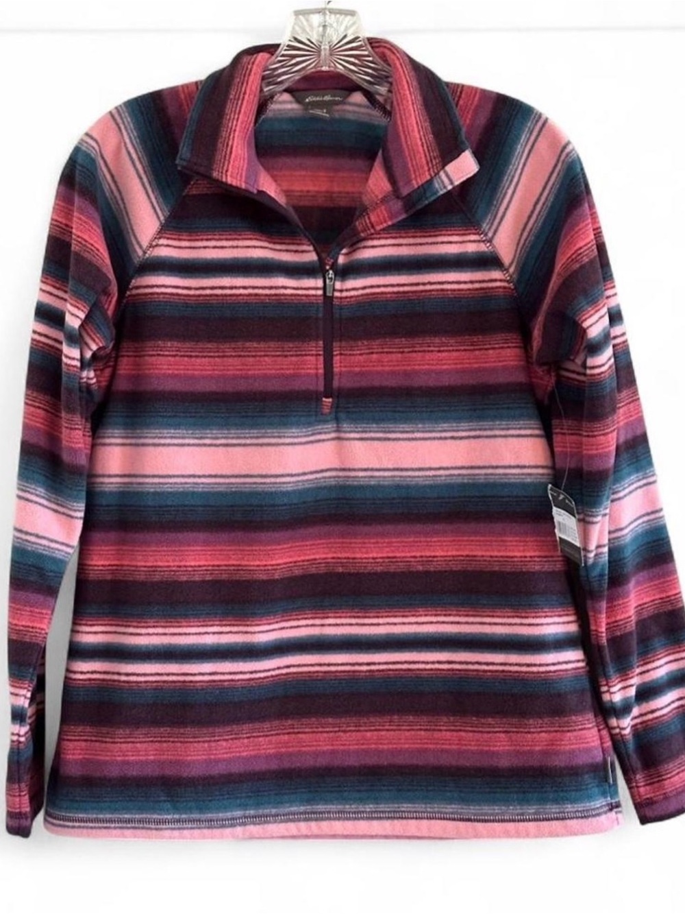 NWT Eddie Bauer Woman’s Quest Fleece 1/4 Zip Pullover Multicolor Stripes Size S